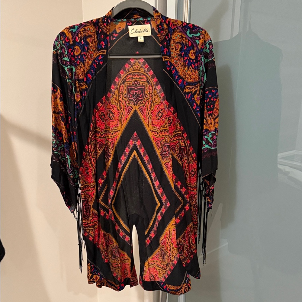 Cleobella Boho Printed Fringe Kimono Duster - Size Small